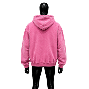 เสื้อฮู้ดซิปสีชมพูลายกราฟิก Holy Sun Bird ทรงโอเวอร์ไซส์ สไตล์วินเทจ สตรีทแวร์ พิมพ์ลายแบบดิสเทรส เสื้อฮู้ดลำลอง ยูนิเซ็กส์ ทรงพอดีตัวสไตล์คนเมือง - Product Image 2
