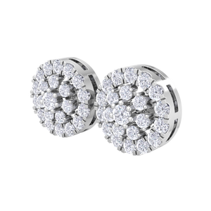 Custom Round Halo Diamond <b>Stud</b> Earrings Two Tone White Gold Cluster Earrings Real Diamond Jewelry Factory Wholesale Gift - Product Image 4