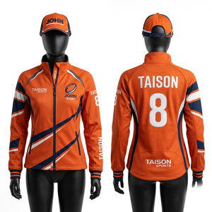 Veste de rugby en mélange polyester-coton 320 GSM de qualité supérieure, design à panneaux bleu, blanc et rouge, logo brodé en chenille, style universitaire personnalisé - Product Image 5