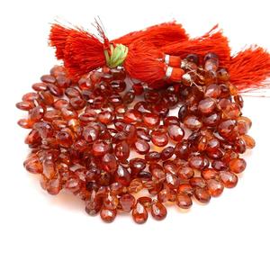 Cuentas de granate Hessonita natural facetadas en forma de pera de 5-9 mm, color naranja oscuro, para la fabricación de joyas, precio al por mayor, a granel. - Product Image 1