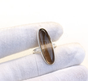 Bague pour femme en argent sterling 925 de qualité supérieure, nouvelle collection, sertie de quartz fumé en forme de marquise, finition vermeil, style éternité - Product Image 1