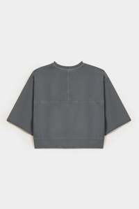 <b>Women</b> Dark Gray Crew Neck Batwing Sleeve Short <b>Sweatshirt</b> Casual Solid Pullover Customized Trending <b>Women</b> Fashion - Product Image 6
