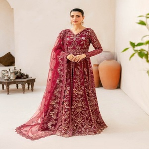 Venta al por mayor de 3 piezas pesado Maxi vestido pakistaní Salwar Kameez trajes de Organza para bodas ropa india y paquistaní Lehenga Choli - Product Image 1