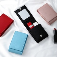 Pochette pour rouge à lèvres liquide en cuir personnalisée brillant à lèvres sac à main mallette de rangement avec miroir fente pour carte