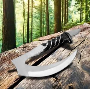 Custom Handmade Stainless Steel Pizza Cutter Premium Wooden Handle Kitchen Axe with Genuine Leather Sheath - Product Image 4