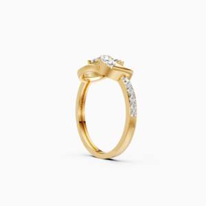 Women's <b>Yellow</b> Gold Diamond Ring Round Brilliant Cut Romantic Engagement Style with Side Diamonds - Product Image 4