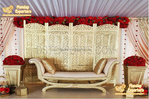 Mehndi ฟังก์ชั่นไม้ฉากหลังชุดฉากกั้นห้องสําหรับตกแต่งงานแต่งงานอินเดียตกแต่งงานแต่งงานฉากหลัง - Product Image 2