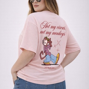 Womens Oversized Graphic T Shirt 100 Cotton Drop Shoulder <b>Pink</b> Streetwear Crewneck Tee Apparel Manufacturer - Product Image 2