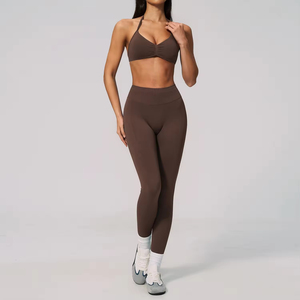 Ensemble de yoga respirant et sans coutures pour femmes, soutien-gorge de sport à bretelles, vêtements de sport, leggings, ensembles de yoga grande taille - Product Image 3