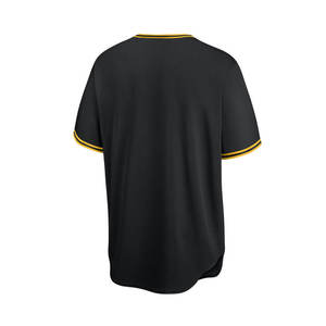 เสื้อเบสบอลพิตส์เบิร์กสำหรับผู้ชาย สีดำ-เหลือง พิมพ์ลายด้วยความร้อน ติดกระดุมด้านหน้า แขนสั้น ผ้าตาข่าย โพลีเอสเตอร์ต้านเชื้อแบคทีเรีย - Product Image 3