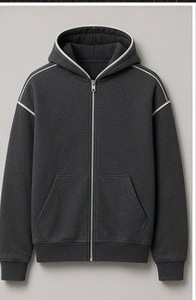 Sudadera con Capucha Extra Grande con Cierre para Hombre, Estilo Urbano, Color Sólido, Felpa Francesa, Manga Larga, Ropa Casual de Otoño - Product Image 3