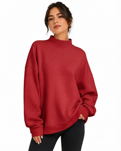 Women's Oversized Mockneck Sweatshirt Heavy Cotton Fleece Blank Luxury Casual Fashion Apparel - Product Image 1
