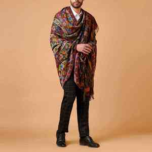 Châle en laine pour homme, élégant, double face, chaud pour l'hiver, en pure laine, avec franges, châle traditionnel musulman pour homme, vente en gros - Product Image 1