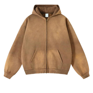 Sweat-shirts à capuche pour hommes, effet délavé, pour l'hiver, vente en gros, impression numérique, coton, fermeture éclair, en grande quantité - Product Image 1