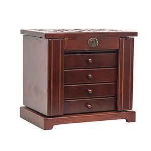 Grande Organizzatore di Gioielli in Legno a 5 Livelli con 4 Cassetti, Scatola Marrone per Anelli, Collane, Cosmetici e Decorazioni Natalizie - Product Image 3
