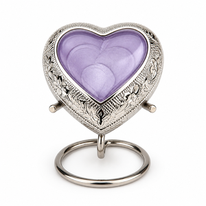 Antique Purple Brass Engraved Heart <b>Keepsake</b> Pet Cremation Urn with Stand European Style Eco-Friendly <b>Ashes</b> Memorial - Product Image 4