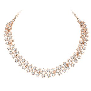 Ensemble collier et boucles d'oreilles en forme de fleur plaqué or rose avec cristaux en strass pour femmes, bijoux de mariage, style romantique - Product Image 2