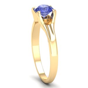 แหวนพลอยแทนซาไนต์ทรงกลม 0.84 กะรัต ราคาโรงงานขายส่ง REYES ตัวเรือนทองคำแท้ 14K ชุบโรเดียม เครื่องประดับคุณภาพสูง - Product Image 3