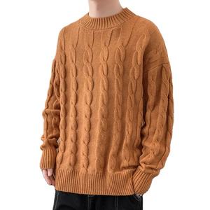 AMERICAN TRENCH CLOTHING Suéter de punto para hombre, cuello redondo, manga larga, jersey grueso con patrón sólido, poliéster/algodón, antiencogimiento - Product Image 1