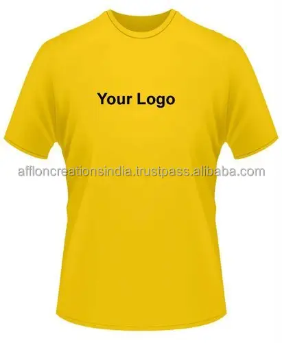 Yellow Oem fabric Plain Cotton T shirts for Mens womens kids, bio wash t shirts , 180 gsm cotton fabric custom fabric t shirts.