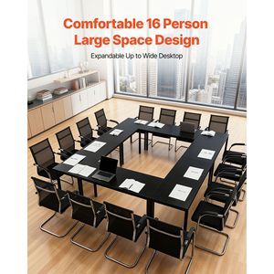 Set Moderno di Tavoli da Riunione Rettangolari per Ufficio, 6 Posti, 4,5 Piedi, Scrivania per Conferenze da 16 Persone, Combinazione Flessibile in Melamina Resistente - Product Image 2