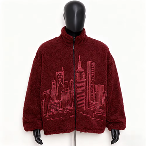 OEM Custom DTG Print Logo Sherpa Fleece <b>Jacket</b> Design Trendy Outdoor <b>Jacket</b> Coat Men's Heavyweight Polar Fleece <b>Zip</b> <b>up</b> <b>Jackets</b> - Product Image 2