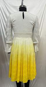 Vestido Midi Plisado de Verano para Mujer, Color Sólido, Mangas Largas, Combinación de Colores Única Amarillo y Blanco, Compre Directamente del Proveedor - Product Image 3