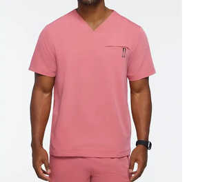 2026 Men's Cotton Corduroy Scrub Set Modern Fit <b>Top</b> Drawstring Waist Pant Breathable High Quality for Hospital Use - Product Image 3