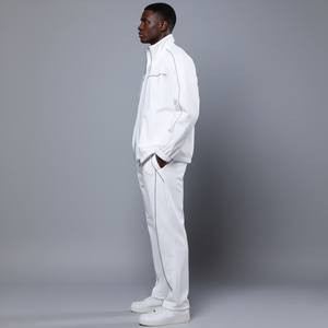 YOUR BRAND Men's White <b>Tracksuit</b> Full Zip Jacket With Side Pockets Breathable <b>Polyester</b> Casual Autumn Wear and Regular Fit - Product Image 3