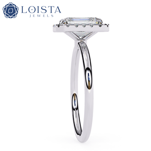 LOISTA Women's Platinum Emerald Cut Diamond Engagement <b>Ring</b> With Natural GIA Certified Diamonds Classic Style - Product Image 3