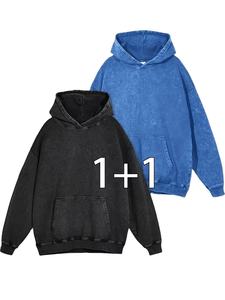 เสื้อฮู้ดดี้สไตล์วินเทจสองตัวสำหรับทั้งชายและหญิง ผลิตจากผ้าถักเนื้อหนา 550 กรัม ผ่านการซักพิเศษ แขนยาว ผ้าถักเนื้อแน่น พร้อมลายปักจากบังกลาเทศ - Product Image 3