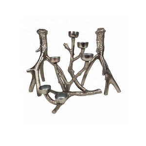 Antler aluminium verre argent fleur Antique Imitation modernisme lourd solide fonte bougeoir décoration de la maison - Product Image 6