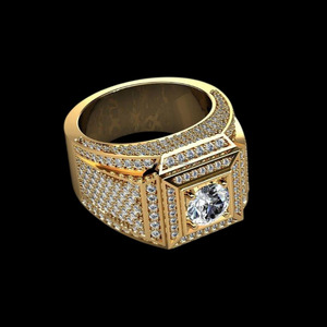 Brilliant Cut Moissanite Square Engagement <b>Ring</b> 925 Sterling <b>Silver</b> Rhodium Plated Cluster Hip Hop Iced <b>Statement</b> Jewelry Gift - Product Image 5