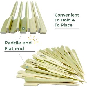 Spiedini in bambù da 10 pollici per grigliare, barbecue, shish kebab e frutta - Spiedini piatti in legno per cucina, dimensioni opzionali, 3 accessori per barbecue - Product Image 2