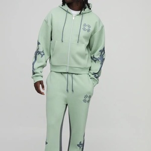 Solid Color Wholesale <b>Cheap</b> Price Top Selling Men Flared Tracksuits Plain Blank Design Sport Fitness Jogging Men's Tracksuit - Product Image 3