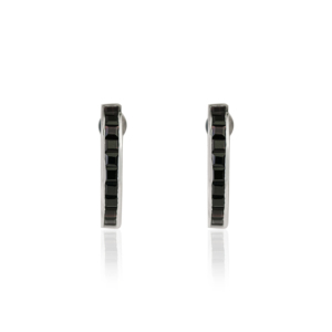 Nouveauté : Boucles d'oreilles créoles en argent sterling 925, 100 % authentiques, avec pierre d'onyx noir taille princesse, pour femmes - Product Image 1