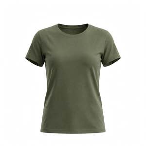 Camiseta de Cuello Redondo para Mujer, Color Sólido, 100% Algodón, Corte Regular, Manga Corta, Informal, de BD - Product Image 4