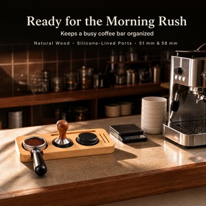 Estación de Apisonado de Café de Madera con Almohadillas de Silicona y Soporte para Portafiltro para Máquina de Espresso, Herramientas de Barista - Product Image 5