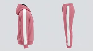 Survêtement à capuche pour homme, rose et blanc, décontracté, manches longues, polyester et coton, bonne qualité, sweat à capuche pour homme - Product Image 4