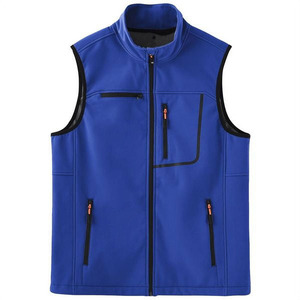 Chaleco de Forro Polar Azul para Hombre, Cuello Alto, Cierre de Cremallera, Cortavientos, Ropa Casual para Exteriores - Product Image 1