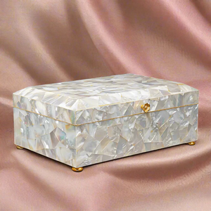 Coffret à bijoux en bois fait main de qualité supérieure avec incrustations de nacre, boîte de rangement de luxe - Product Image 1