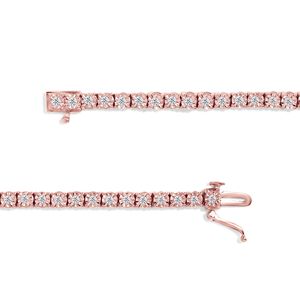 Bracciale Tennis in Argento Sterling 925 con Diamanti Taglio Rotondo Sfaccettato Miracolosamente Incastonati (1.0 carati totali, Colore I-J, Purezza I3) - Product Image 3