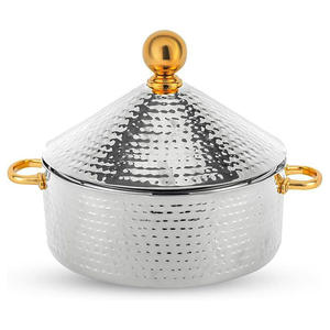 Moderno y Lujoso Calentador de Comida Tipo Buffet con Tapa Enrollable de Acero Inoxidable Chapado en Oro y Tapa de Vidrio para Bodas y Eventos - Product Image 3