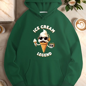 Sudadera con Capucha Casual para Mujer con Estampado de Dibujos Animados de Helados, 100% Poliéster, Tejida, para Otoño - Product Image 4