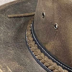 Real Leather Cowboy <b>Hats</b> Western Cattleman Style Light Brown Braided Band Vintage XXL Mens Leather <b>Hats</b> Wholesale - Product Image 2
