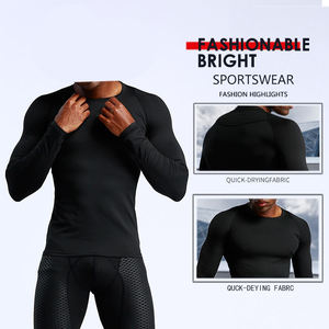 2026 T-shirt de compression personnalisé en gros avec logo frontal, respirant, à manches longues, pour hommes, pour la gym, le fitness, l'entraînement de basketball, anti-UV - Product Image 6