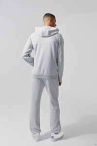 Sudadera con Capucha para Hombre, Fabricada a Medida, 100% Algodón, Transpirable, Deportiva, Casual, con Logotipo Bordado, Color Gris Jaspeado, Felpa Francesa - Product Image 2