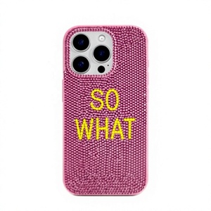 เคสโทรศัพท์ผ้าฝ้ายปักลายดอกไม้สีชมพูประดับลูกปัด ยี่ห้อซามิแฮนดิคราฟท์ พร้อมลายปักสีเหลือง ดีไซน์ส่วนตัว ปรับแต่งสีและขนาดได้ - Product Image 1
