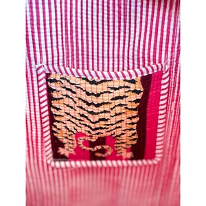 Bohemian Cotton Tote <b>Bag</b> with Embroidered Tiger Pattern for and Black Stripes Open Top <b>Beach</b> <b>Large</b> Shopping <b>Bag</b> - Product Image 6