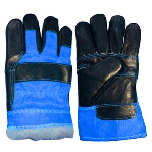 Gants de sécurité de qualité supérieure pour monteurs canadiens, robustes, avec manchette renforcée, en cuir de vachette grainé, dos en coton et fourrure. - Product Image 1